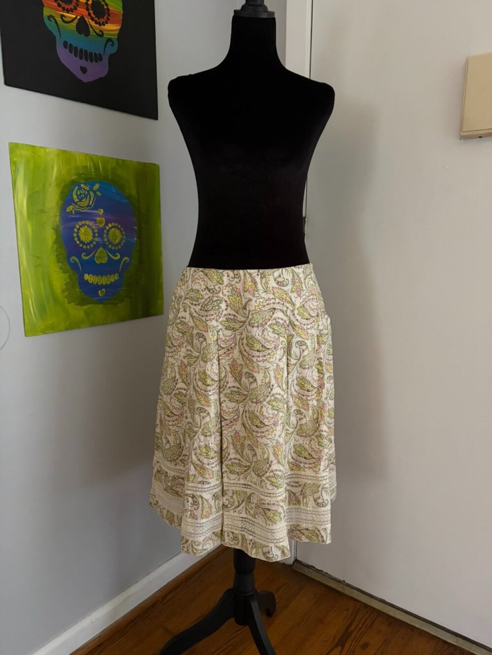 Oscar de la Renta Paisley and Lace Skirt